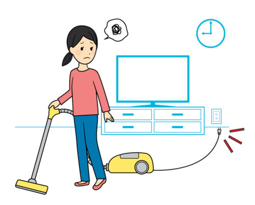 illustration of using vacuum cleaner